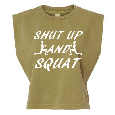 Shut Up And Squat Gym Fitness Workout Garment-Dyed Women's Muscle Tee