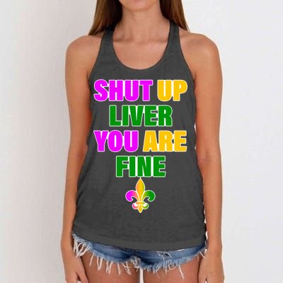 Shut Up Liver You Are Fine Mardi Gras Spade Women's Knotted Racerback Tank