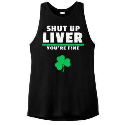 Shut Up Liver You're Fine Irish Clover Ladies PosiCharge Tri-Blend Wicking Tank