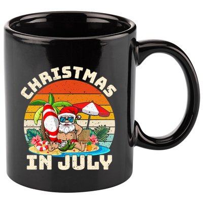 Santa Hawaiian Vintage Retro Surfing Santa Christmas In July Gift 11oz C Handle Ceramic Mug