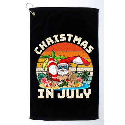 Santa Hawaiian Vintage Retro Surfing Santa Christmas In July Gift Golf Towel