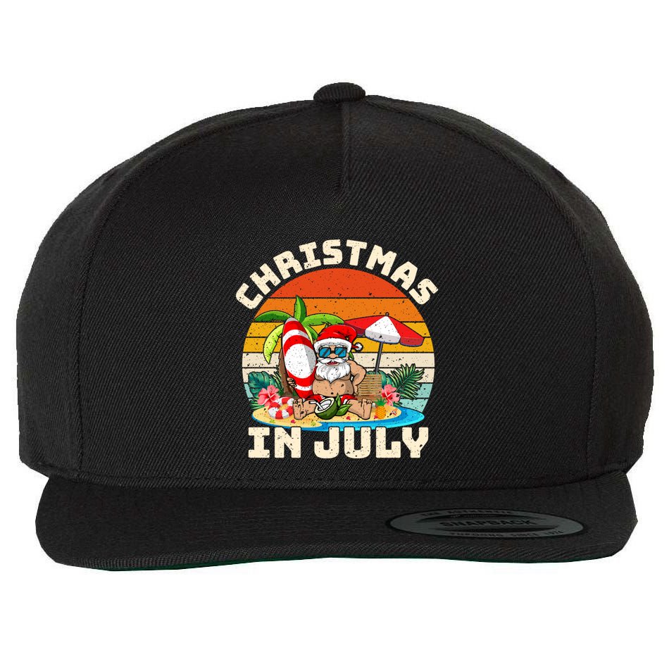 Santa Hawaiian Vintage Retro Surfing Santa Christmas In July Gift Wool Snapback Cap