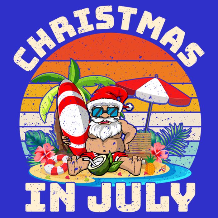 Santa Hawaiian Vintage Retro Surfing Santa Christmas In July Gift Long Sleeve Shirt