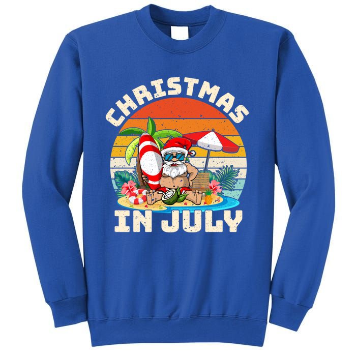 Santa Hawaiian Vintage Retro Surfing Santa Christmas In July Gift Sweatshirt