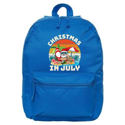 Santa Hawaiian Vintage Retro Surfing Santa Christmas In July Gift 16 in Basic Backpack