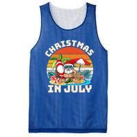 Santa Hawaiian Vintage Retro Surfing Santa Christmas In July Gift Mesh Reversible Basketball Jersey Tank