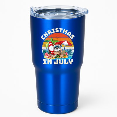 Santa Hawaiian Vintage Retro Surfing Santa Christmas In July Gift Tumbler