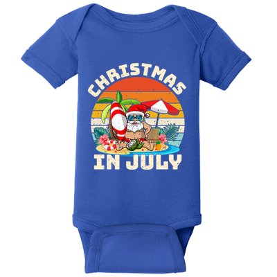 Santa Hawaiian Vintage Retro Surfing Santa Christmas In July Gift Baby Bodysuit