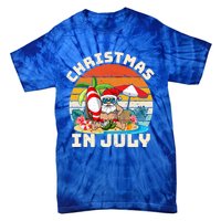 Santa Hawaiian Vintage Retro Surfing Santa Christmas In July Gift Tie-Dye T-Shirt