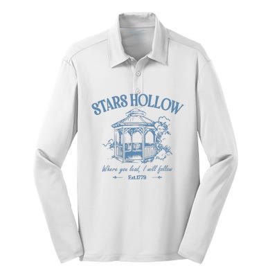 Stars Hollow Vintage Style Silk Touch Performance Long Sleeve Polo