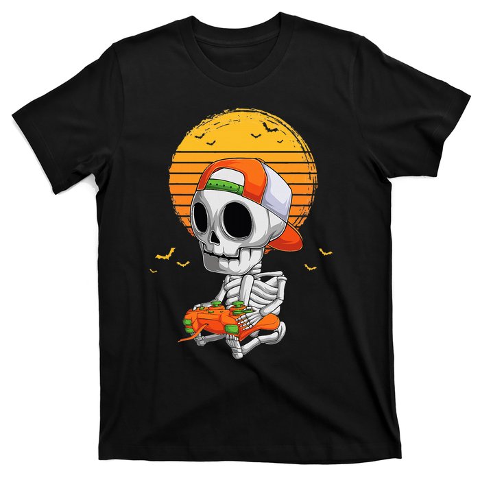 Skeleton Halloween Video Gamer T-Shirt