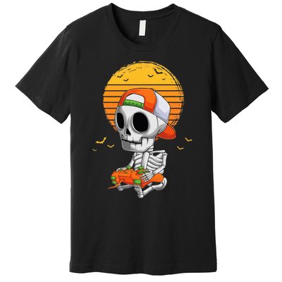 Skeleton Halloween Video Gamer Premium T-Shirt