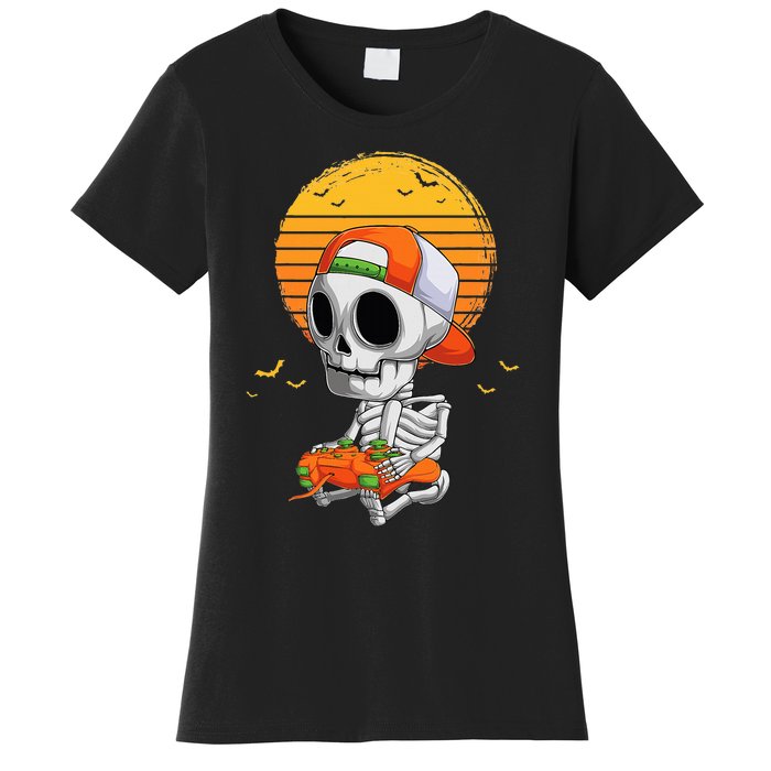 Skeleton Halloween Video Gamer Women's T-Shirt