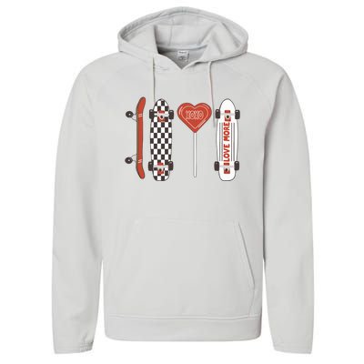 Skateboard Happy Valentines Day Performance Fleece Hoodie