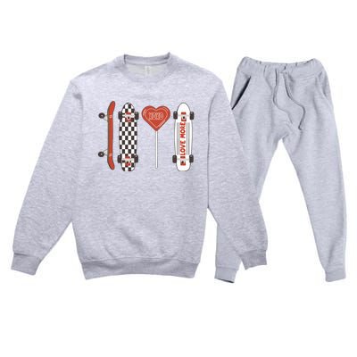 Skateboard Happy Valentines Day Premium Crewneck Sweatsuit Set