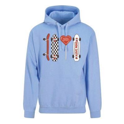 Skateboard Happy Valentines Day Unisex Surf Hoodie