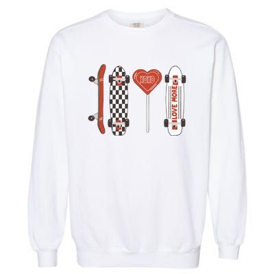 Skateboard Happy Valentines Day Garment-Dyed Sweatshirt