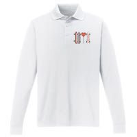 Skateboard Happy Valentines Day Performance Long Sleeve Polo