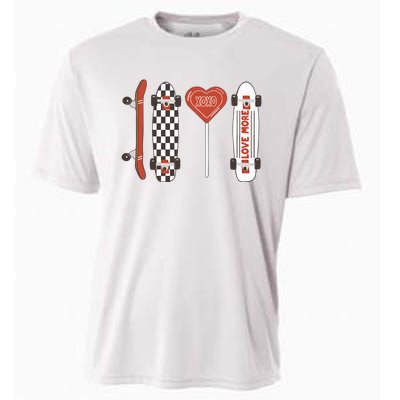 Skateboard Happy Valentines Day Cooling Performance Crew T-Shirt