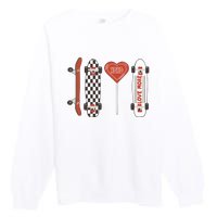 Skateboard Happy Valentines Day Premium Crewneck Sweatshirt