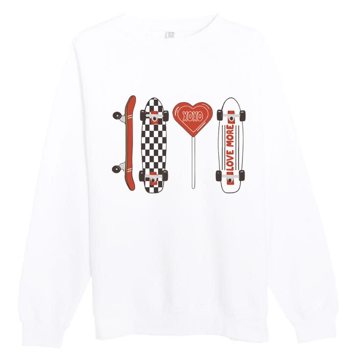 Skateboard Happy Valentines Day Premium Crewneck Sweatshirt