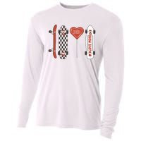 Skateboard Happy Valentines Day Cooling Performance Long Sleeve Crew