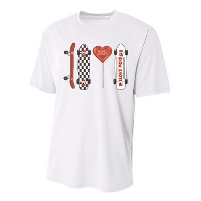 Skateboard Happy Valentines Day Performance Sprint T-Shirt