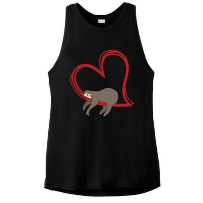 Sloth Heart Valentines Day Great Gift Cute Teen Ladies PosiCharge Tri-Blend Wicking Tank