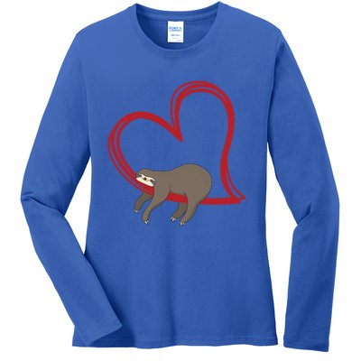 Sloth Heart Valentines Day Great Gift Cute Teen Ladies Long Sleeve Shirt