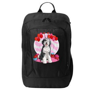 Sheepadoodle Heart Valentine Day Dog Gift City Backpack