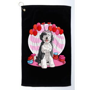 Sheepadoodle Heart Valentine Day Dog Gift Platinum Collection Golf Towel