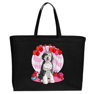 Sheepadoodle Heart Valentine Day Dog Gift Cotton Canvas Jumbo Tote