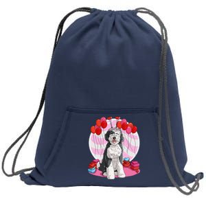 Sheepadoodle Heart Valentine Day Dog Gift Sweatshirt Cinch Pack Bag