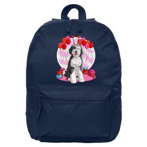 Sheepadoodle Heart Valentine Day Dog Gift 16 in Basic Backpack