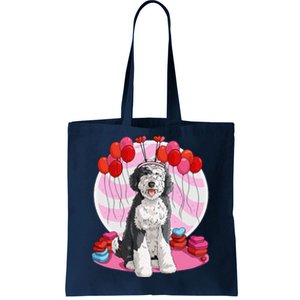 Sheepadoodle Heart Valentine Day Dog Gift Tote Bag