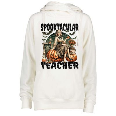 Spooktacular Halloween Vintage Design For Teachers Gift Womens Funnel Neck Pullover Hood