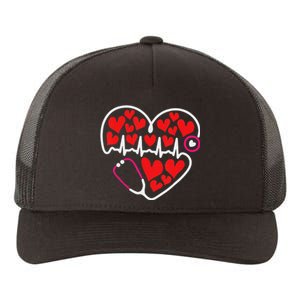 Stethoscope Heart Valentines Day Nurse RN LPN Yupoong Adult 5-Panel Trucker Hat