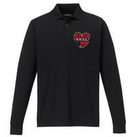 Stethoscope Heart Valentines Day Nurse RN LPN Performance Long Sleeve Polo