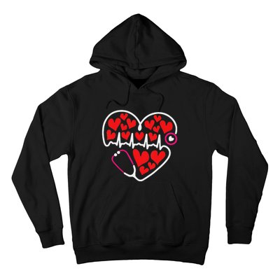 Stethoscope Heart Valentines Day Nurse RN LPN Hoodie