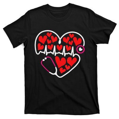 Stethoscope Heart Valentines Day Nurse RN LPN T-Shirt