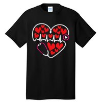 Stethoscope Heart Valentines Day Nurse RN LPN Tall T-Shirt