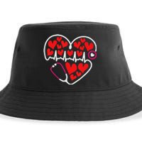 Stethoscope Heart Valentines Day Nurse RN LPN Sustainable Bucket Hat