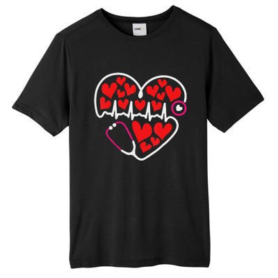 Stethoscope Heart Valentines Day Nurse RN LPN Tall Fusion ChromaSoft Performance T-Shirt