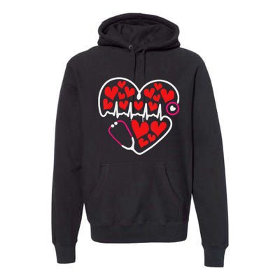 Stethoscope Heart Valentines Day Nurse RN LPN Premium Hoodie