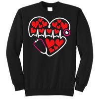 Stethoscope Heart Valentines Day Nurse RN LPN Tall Sweatshirt