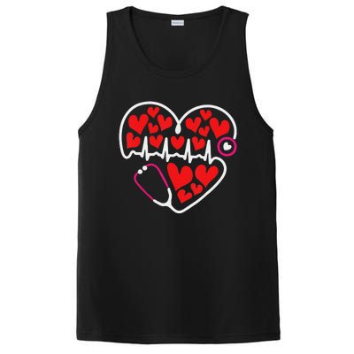 Stethoscope Heart Valentines Day Nurse RN LPN PosiCharge Competitor Tank