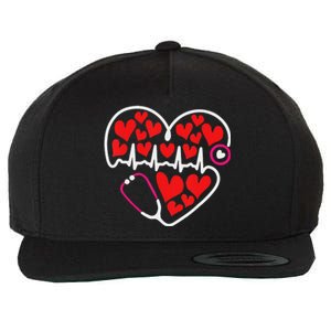 Stethoscope Heart Valentines Day Nurse RN LPN Wool Snapback Cap