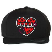 Stethoscope Heart Valentines Day Nurse RN LPN Wool Snapback Cap