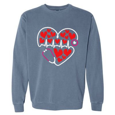 Stethoscope Heart Valentines Day Nurse RN LPN Garment-Dyed Sweatshirt