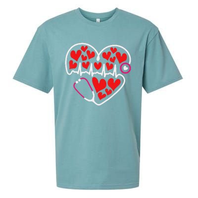 Stethoscope Heart Valentines Day Nurse RN LPN Sueded Cloud Jersey T-Shirt